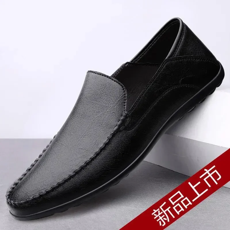 Moccasins Handmade Men's Shoes 2024 New First Layer Cowhide Men's Shoes Breathable Authentic Leather Loafers