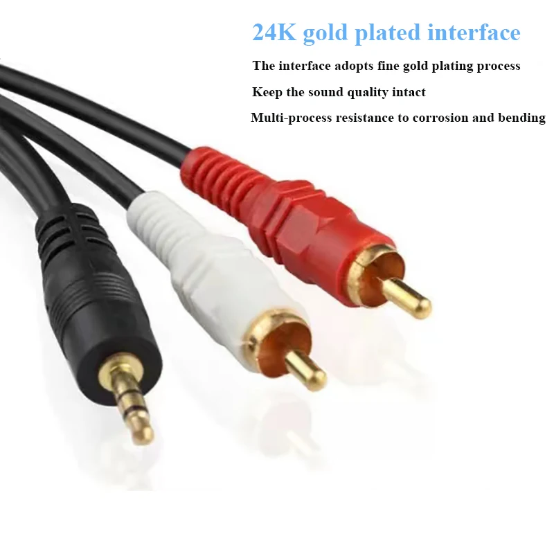 3.5mm do 2 RCA kabel audio-wideo Y kabel splittera dla komputera DVD z komputerowym nagrywarkiem TV