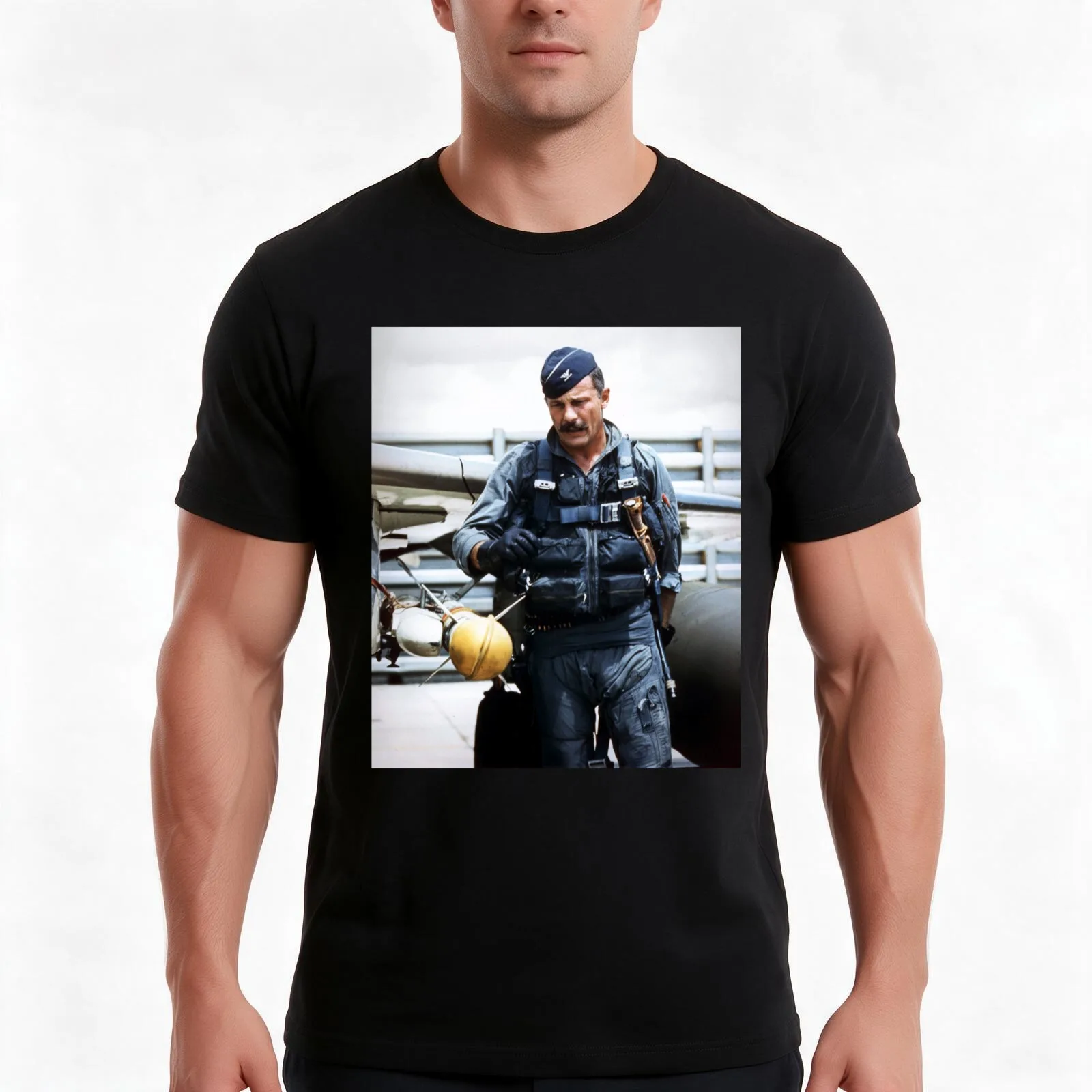 Colonel Robin Olds T-Shirt, Summer Casual Cotton Tee, Oversized Streetwear Tops, Vintage Graphic Print, Loose Fit Short Sleeve