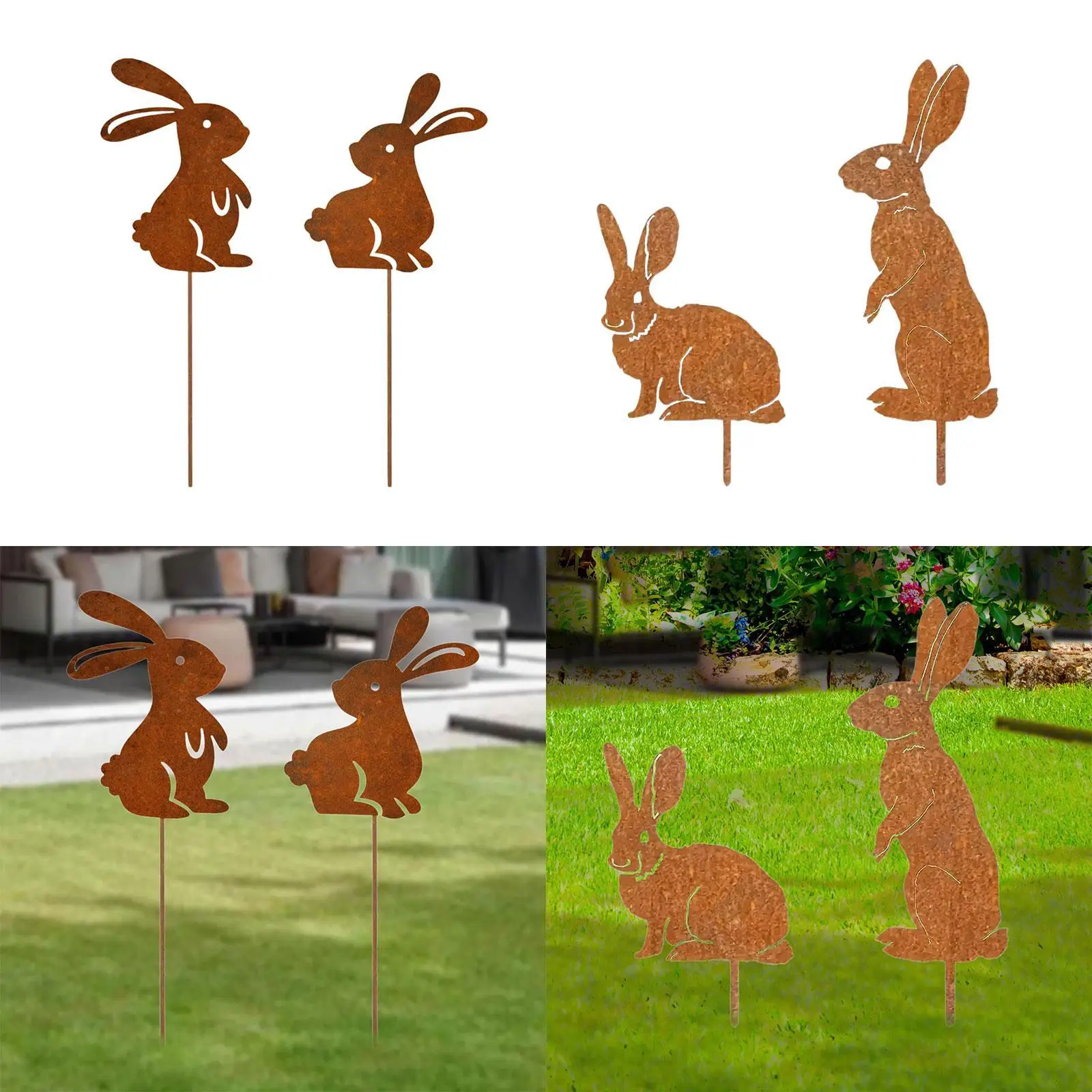 

2Pcs Easter Rabbit Garden Stake Bunny Decor Holiday Weatherproof Stylish Lawn Decorative for Backyard Farmhouse