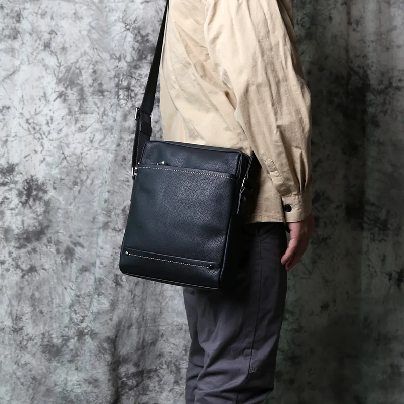 NZPJ Leder herren Schulter Tasche Casual Große-Kapazität Weichem Leder Rucksack Top Schicht Rindsleder Vertikale Messenger Business Tasche – Detail 6