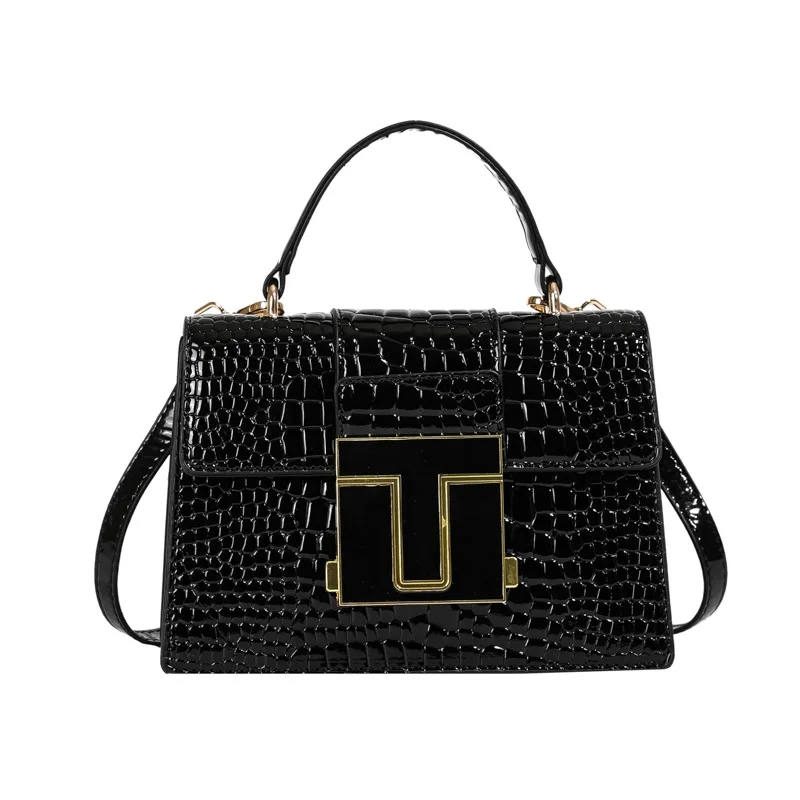 

Women's 2025 Textured Crossbody Purse - Crocodile-Print Vegan Leather Mixed Material Shoulder Bag