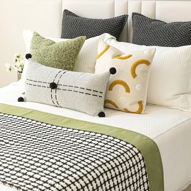 

Green Bedding Set Throw Pillow Blanket Combination Kids Room Hotel Bed Decorative Pillows Cushion Cover for Kids Room Decor Cute