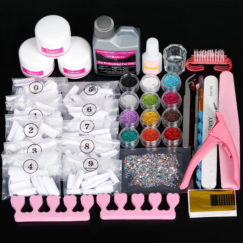 

Full Acrylic Nail Kit Acrylic Powder Liquid Manicure Nail Accessories Glitter Powder Nail Decoration Drill Nail Tool Starter Kit