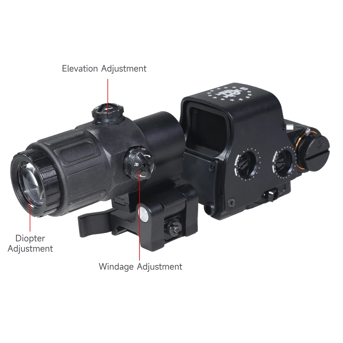 E*T*CH New 558 DC* Holographic Red Green Dot Sight Hunting With G33/G43/G45 3X 5X Magnifier Fit 20mm Rail Mounts & QD Lever