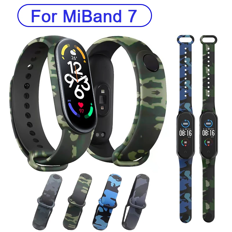 

Мягкий силиконовый ремешок с рисунком для Mi Band 7, камуфляжный сменный Браслет для часов, ремешок для смарт-часов, браслет для Xiaomi