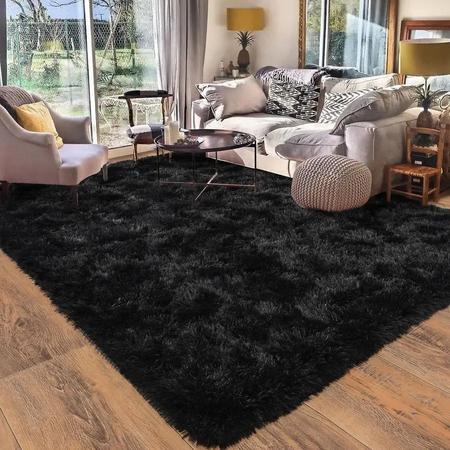 

8x10 Area Rugs for Living Room, Ultra Soft Large Shag Black Bedroom Rug Upgrade NonSlip Plush Modern Fluffy Carpet for Kids Boys