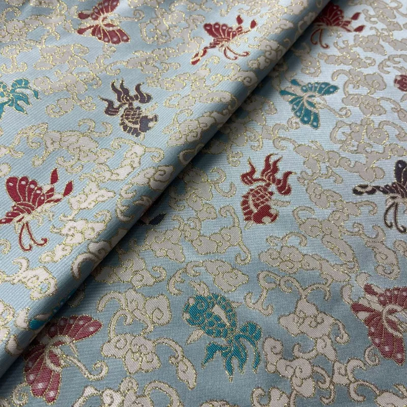 

Butterfly Goldfish Jacquard Fabric Gold Wire New Chinese Style Womens Dress Cheongsam Vest Jacket Clothing Designer DIY Fabric