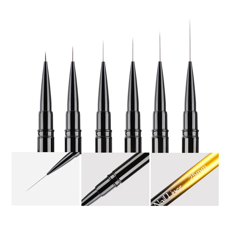 6/9/12/15/18/25mm カラーグラデーションメタルハンドルアートライナーDIYペイントブラシ 描画ラインストライプフラワーペイントペンUVジェルブラシ