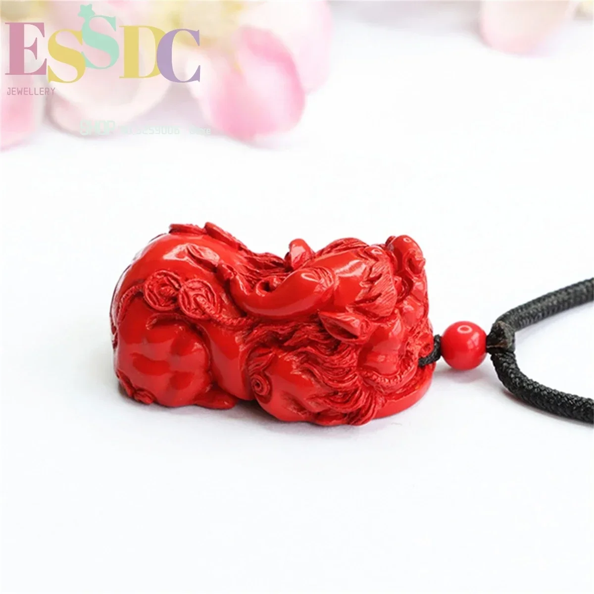 Red Sand Vermilion Pendant Copper Coin Pixiu Pendant Necklace Jewelry  Hand Carving Charm  Fashion Women's Men's Amulet Gift