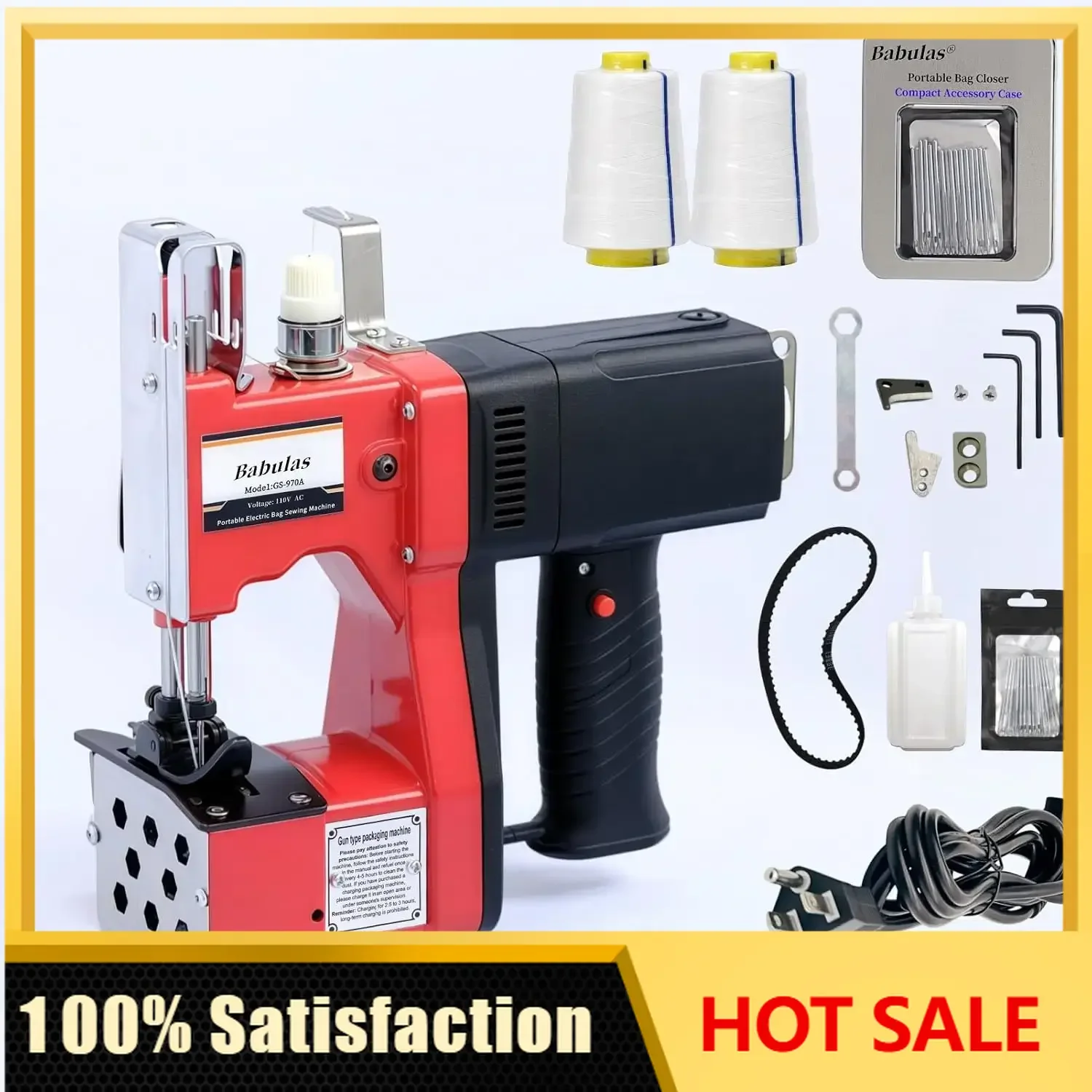 Bag Sewing Machine - 2s/bag Heavy Duty Portable Stitching Machine for Woven Bags, Non-Woven Fabrics, Leather | Warehouse