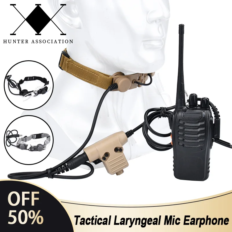 Tactical Laryngeal Throat Mic Eaphone Headset Microphone Walkie Earpiece Radio U94 PTT For Kenwood BaoFeng UV-5R UV-5X UV-82