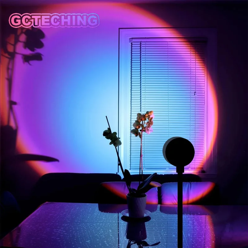 Lampe de projection arc-en-ciel, lampe d'ambiance décorative USB, rotative multi-angles, adaptée pour le salon et la chambre à coucher