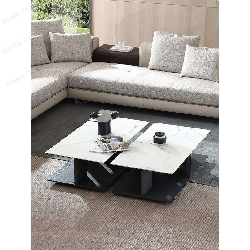 Minimalist living room rock slab edge table coffee table combination modern simple solid wood