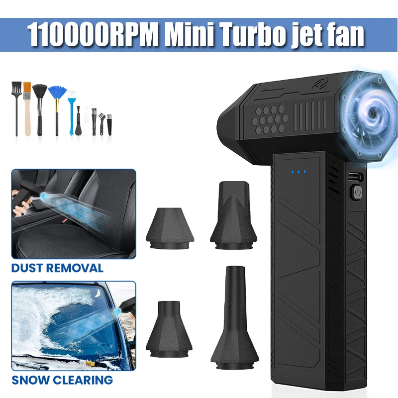 

110000RPM X3 Violent Fan Powerful Air Blower Vacuum Dust Cleaner Type-C Charging Strong Winds 45m/s Brushless Turbo Jet Blower