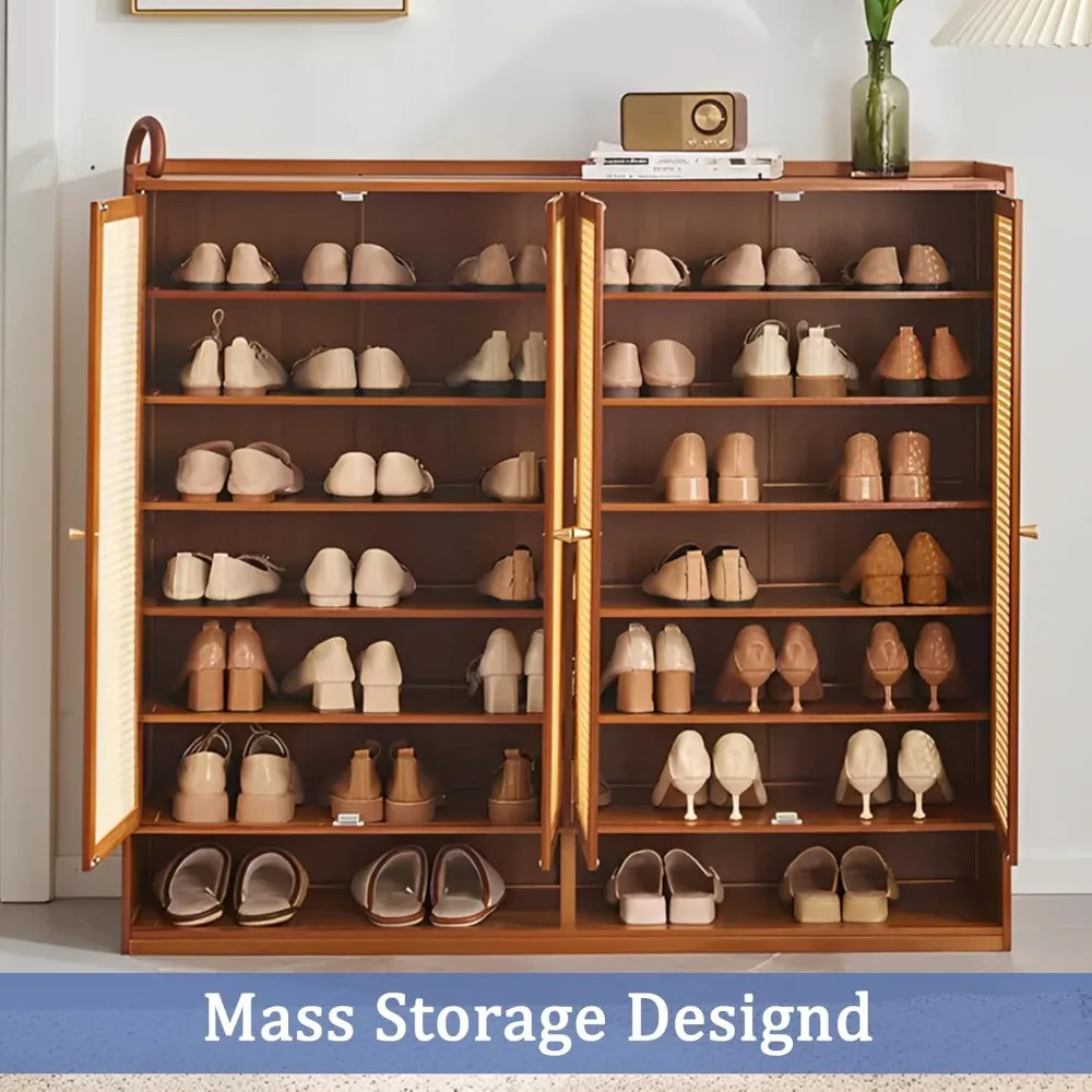 8 Tier Bamboo Shoe Storage Cabinet with Doors, 39-41 Pairs Shoe Rack for Closet, Freestanding Shoe Storage Cabinet image 5