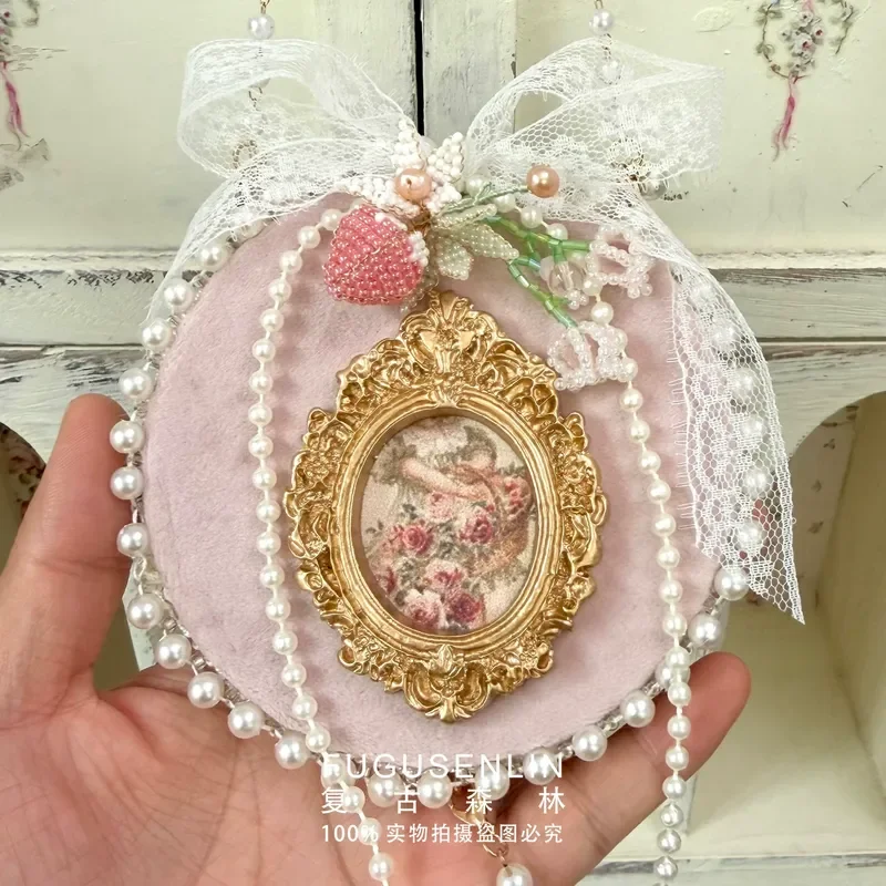 Retro French Handmade 3D Strawberry Bow Simulation Flower Wall Decor Light Luxury Home Decoration for B&B Living Room
