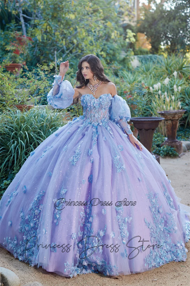 

Милое фиолетовое мексиканское платье 15 Quinceañera 3D цветочное многослойное бальное платье с аппликацией милое 16-дневное платье Quinceanera