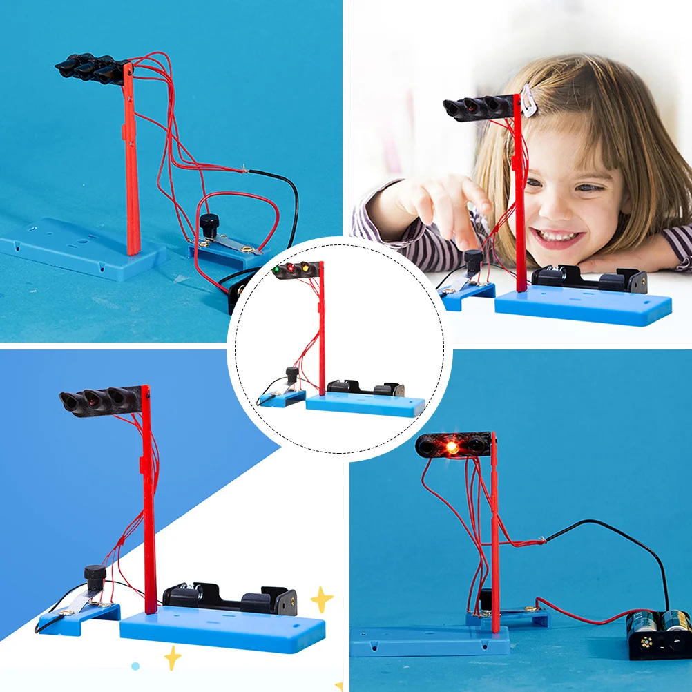 1세트 DIY 교통 신호등 키트 어린이 과학 실험 교육용 학습 도구 STEM 전기 조립 게임