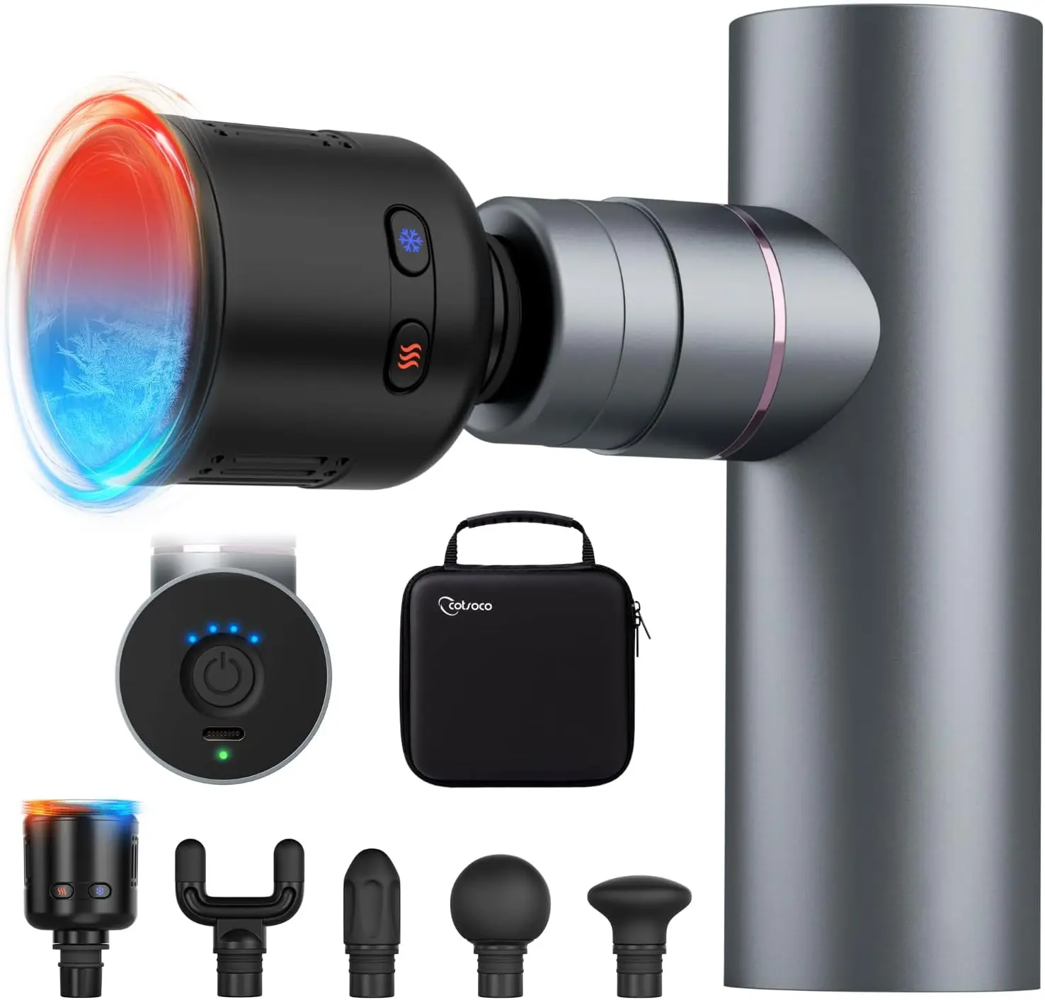 Wärme- und Kältetherapie-Massagepistole, Vollmetall Tragbare Tiefengewebe-Perkussion für Muskelschmerzen-Linderung und Regeneration Geschenke