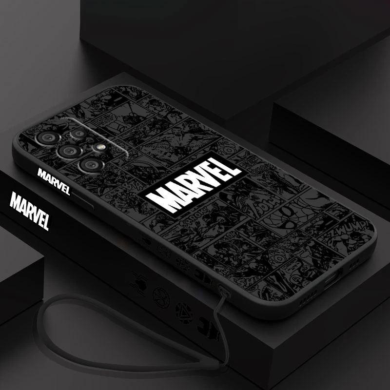 Marvel Avengers Comics Phone Case For Samsung A55 A53 A33 A52 A32 A71 A51 A21S A35 A25 5G Liquid Left Rope Funda