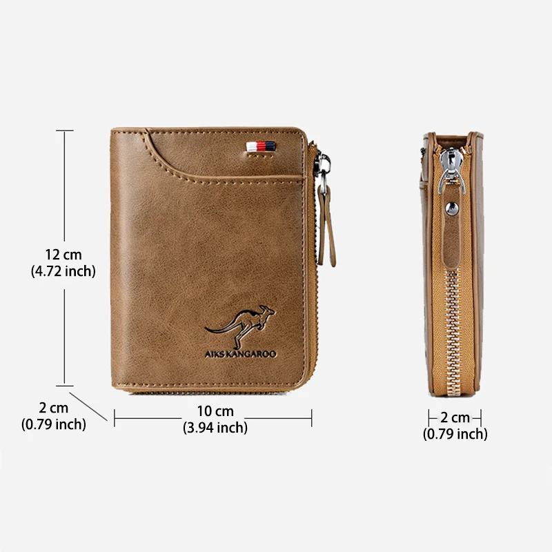 Men's Wallet PU Leather Business Card Holder Zipper Purse  for Men RFID Protection Purses Luxury Designer Money Bag