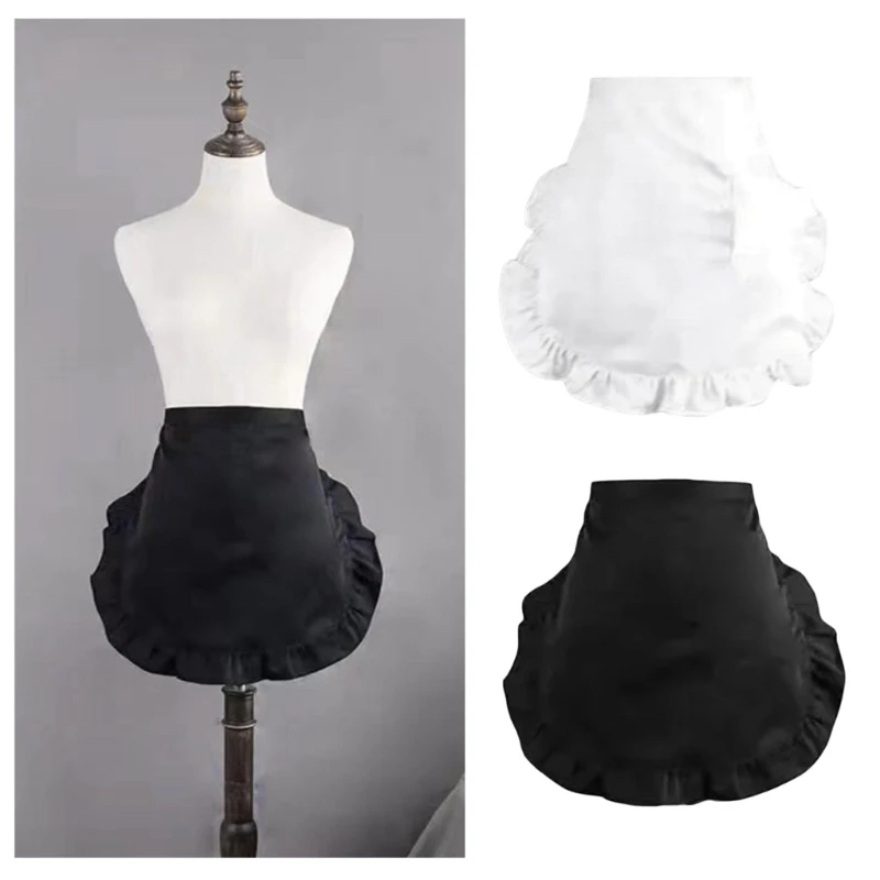 Girls Cosplay Waist Apron Half Apron Kitchen Ruffled Waist Apron Maid Apron Dropsale