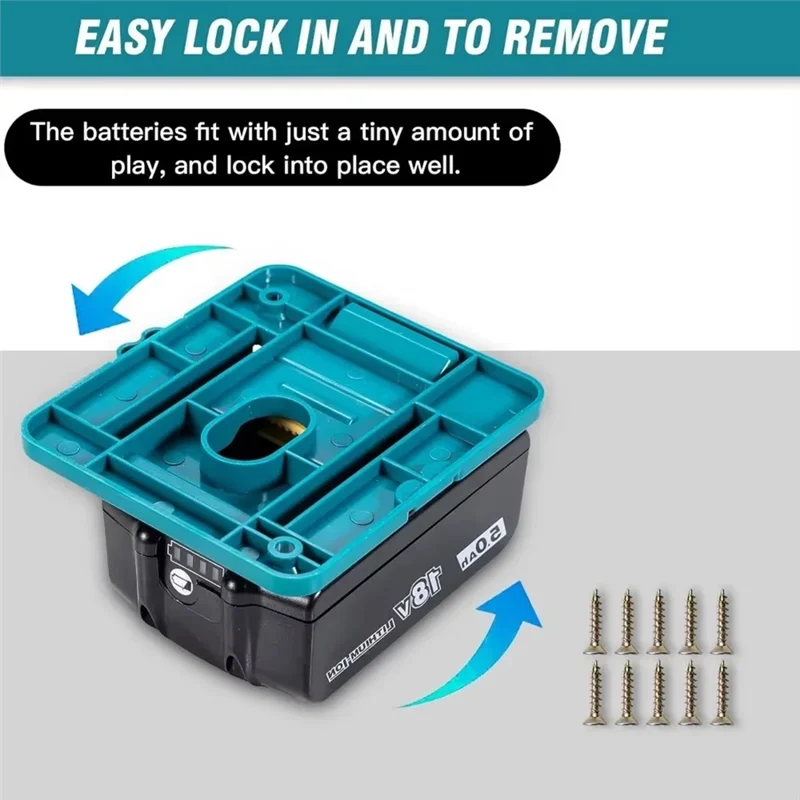 

A23P Battery Holder 10PCS Wall Mount Dock Stand For 18V Li- Battery Storage Rack For BL1860 BL1850 BL1840