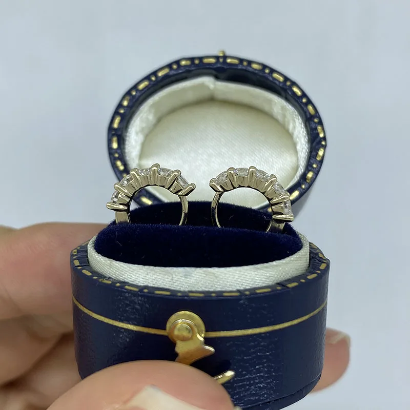 2.5mm Each Round Shape Solid 14k 10K Gold/925 Silver Hoop Earring HPHT Lab Grown Diamond DEF VS-VVS  Women Wedding Party Jewelry