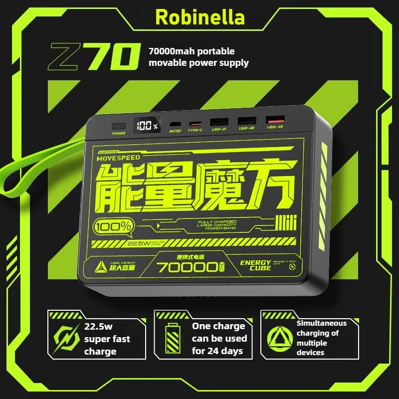 

Быстрое зарядное устройство 100 Вт, портативное зарядное устройство, большая емкость, 70000 мАч, куб, внешний аккумулятор для IPhone, Xiaomi, Huawei, портативный компьютер