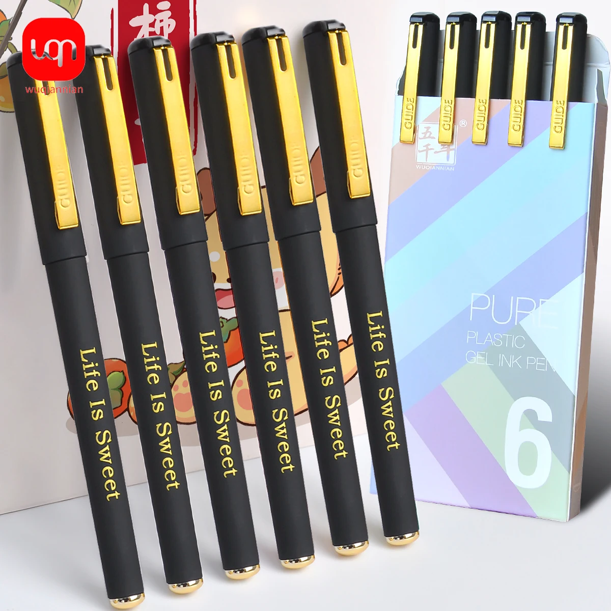 3/6pcs 0.7MM Medium Fine Refillable Black Ink BallPiont Gel Pens with Grip Stick for Seal, Writing, Journal, Office Supplies