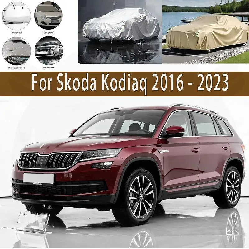 For Skoda Kodiaq 2016 2023 Outdoor Full Waterproof Dustproof Protection Sunshade Exterior Accessories Car Covers