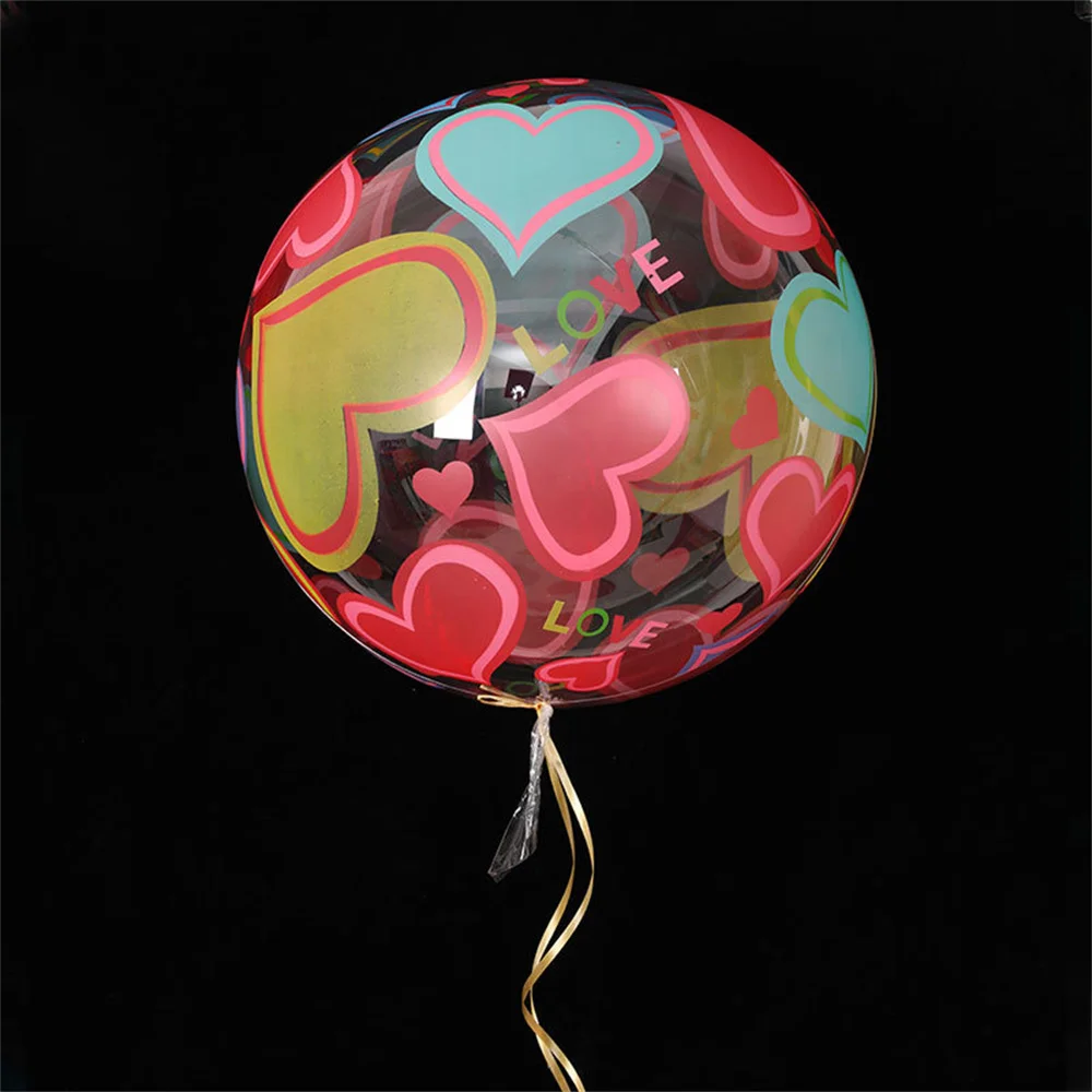 Globos BoBo con estampado de corazón de amor de 20 pulgadas, globos de burbujas transparentes para el Día de San Valentín, decoraciones para fiesta de cumpleaños y boda, 2/4 Uds.