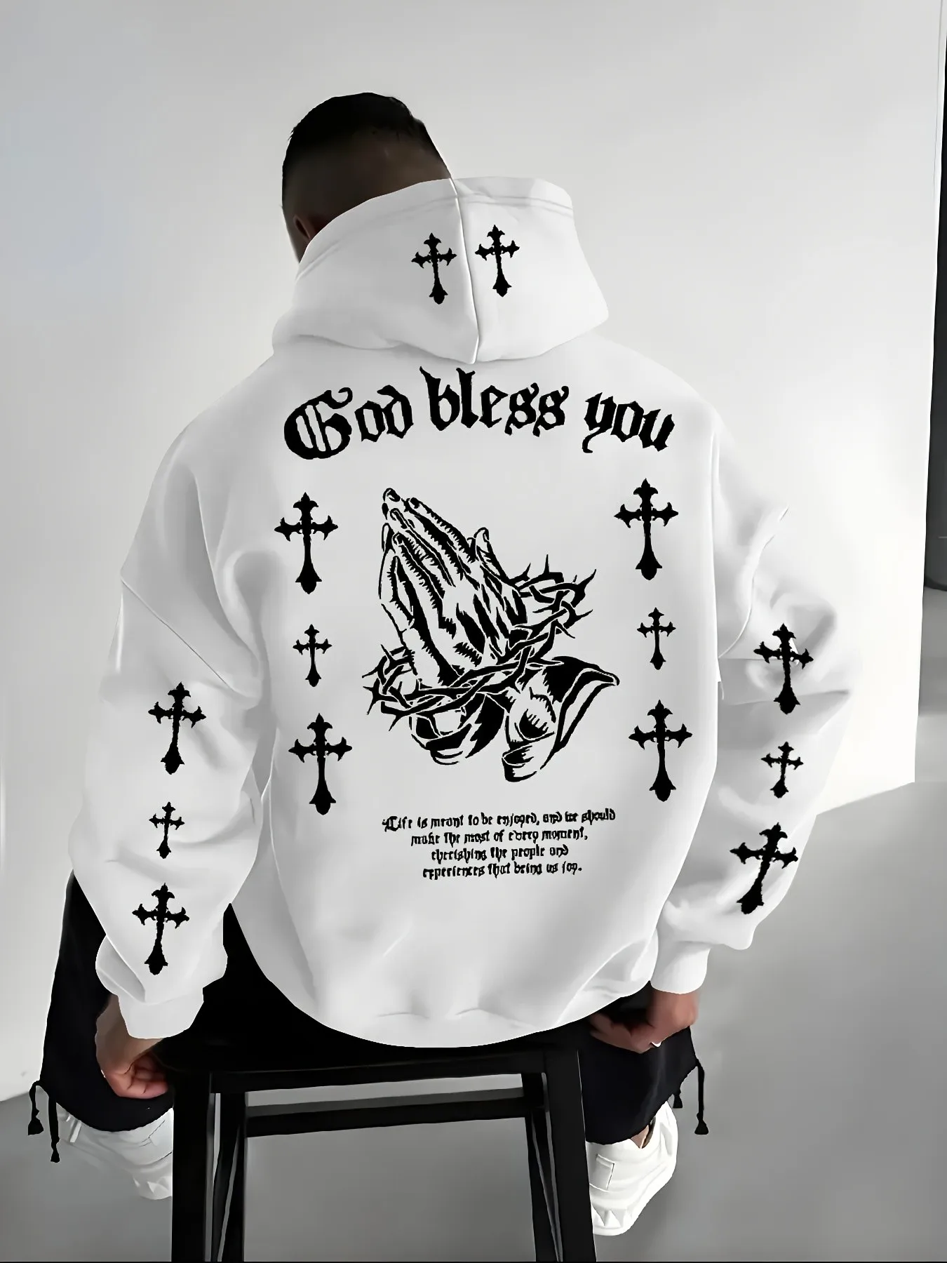 2026 Spring/Summer Best-selling Simple Casual Fashion-Style Comfortable Soft 3D Gesture Pattern Printed Men's Hooded Sweatshirt