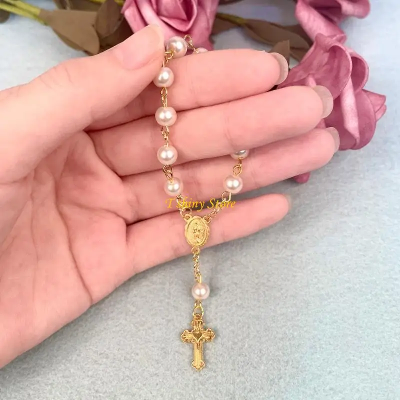 N58F Mini Rosary Baptism Favor Acrylic Finger Rosaries Weddings Party Favor Baptism Rosary Finger Baptism Rosaries