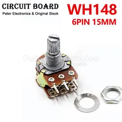 5pcs WH148 6PIN 15mm Double Linear Taper Rotary Potentiometer Resistor for Arduino 1K 2K B5K B10K B20K B50K B100K B250K icpart