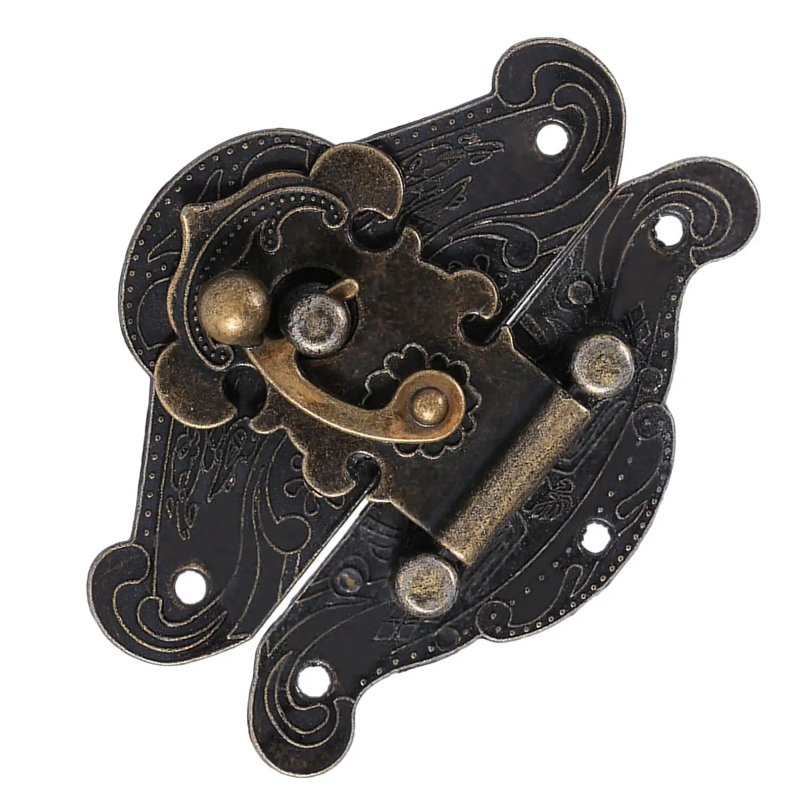 Antique Bronze Zinc Alloy Lock, Hasp para caixa de jóias, Retro, Vintage Design, 6 parafusos