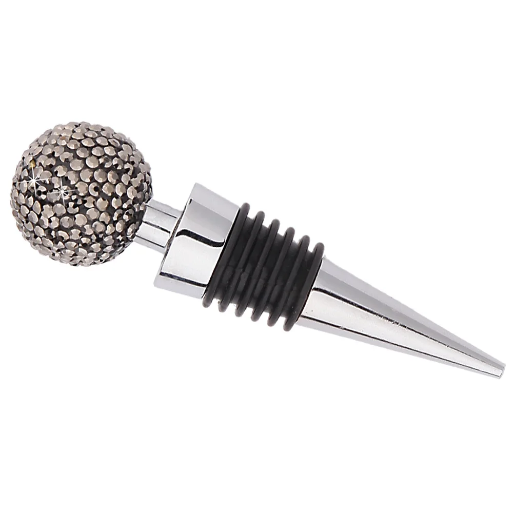 

Diamonds Ball Stoppers Zinc Alloy Bottle Plug Beverage Stopper for Bar Party Restaurant (Bright Black)