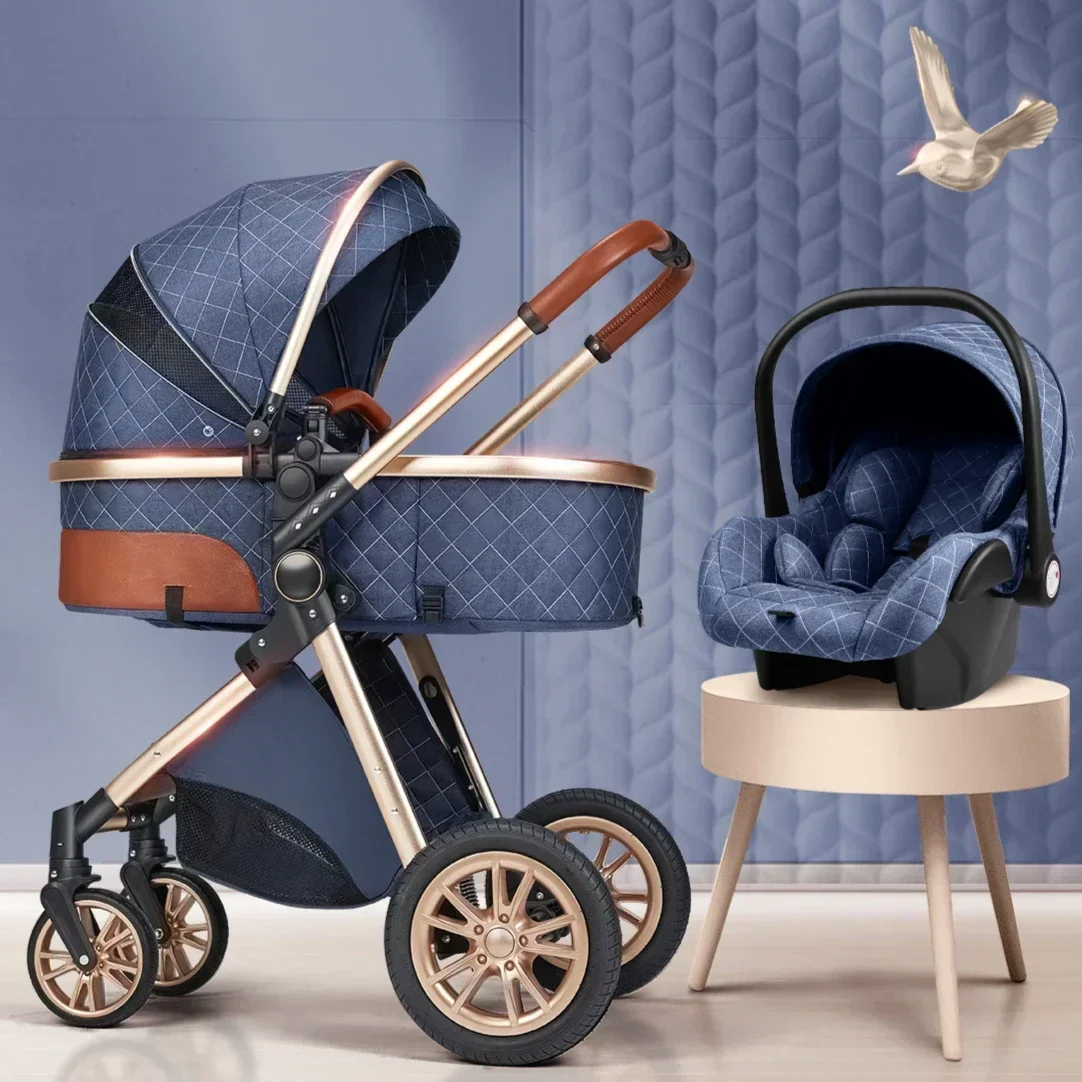 2025 New baby stroller High landscape 3 in 1 baby carriage Luxury Pushchair Baby Cradel Infant Carrier kinderwagen car 2in1