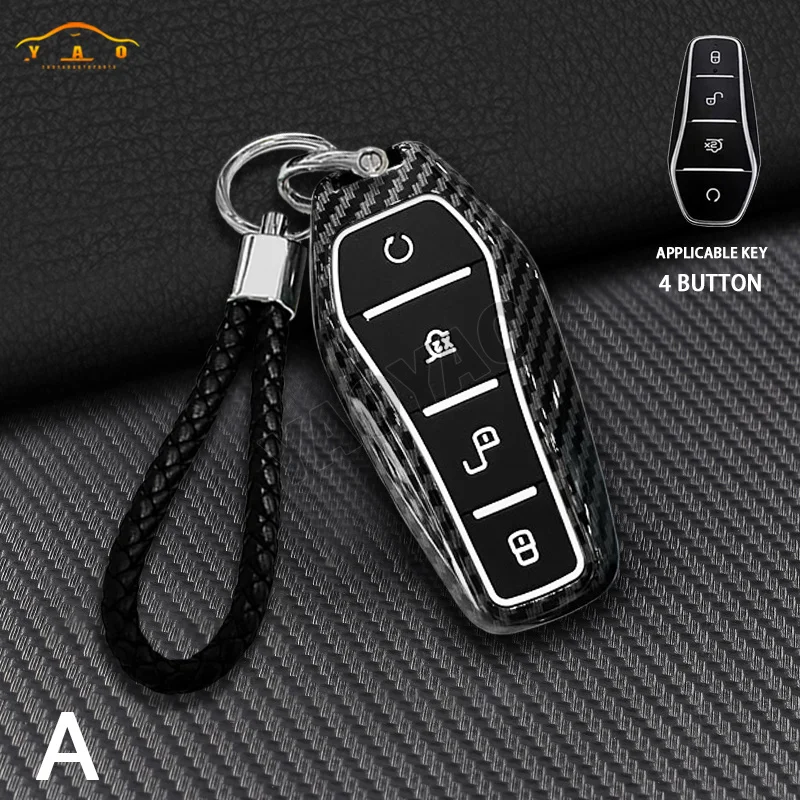 

For BYD Qin Song Plus Chazor Dmi Tang Han Dmp ATTO3 Seal U Dolphin EV Carbon Fiber Remote Car Key Fob Case Cover Shell