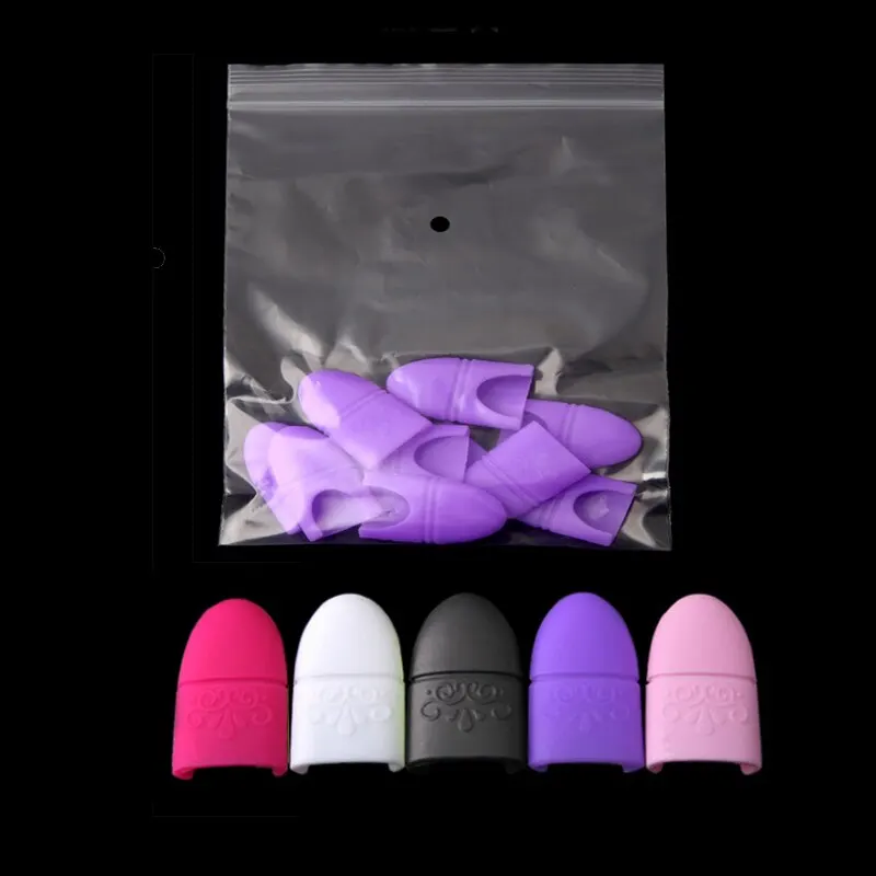 Dissolvant de vernis à ongles en silicone, capuchon de trempage, enveloppes réutilisables, caoutchouc, outils de manucure, rond, propre, polissage, gel UV, 10 pièces par sac