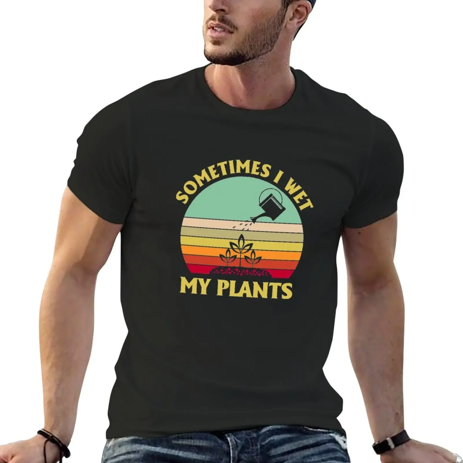 New Sometimes I Wet My Plants Shirt Funny Gardening Vintage Tshirt Funny Gifts T-Shirt aesthetic clothes mens vintage t shirts