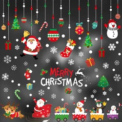 Christmas Glass Stickers Wooden House Pine Nut Sticker Glass Wall Decor Merry Christmas 2024 Stickers Happy New Year 2024
