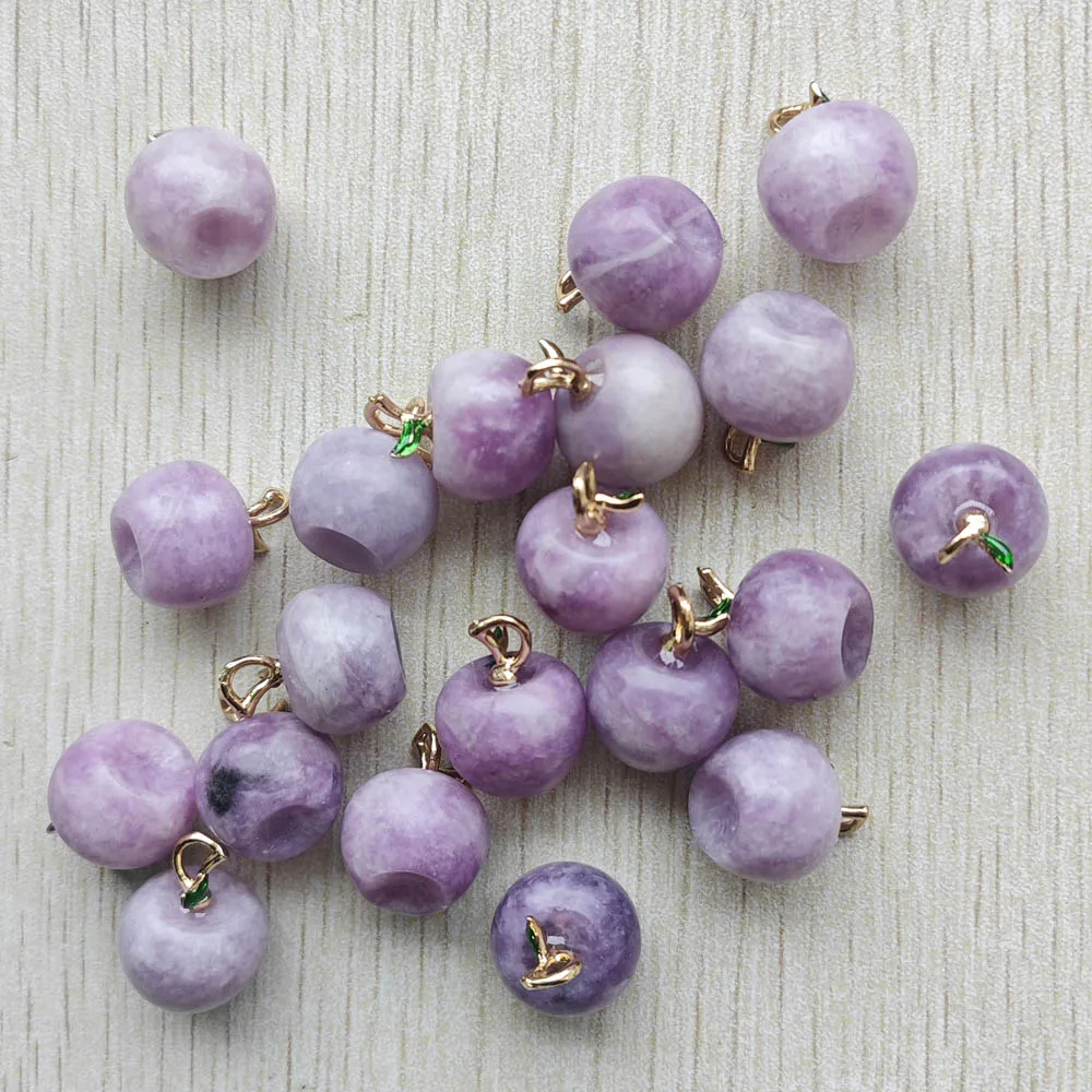 Wholesale 20pcs Natural Lilac stone Good quality beautiful apple shape pendants for jewelry Accessories making free shipping