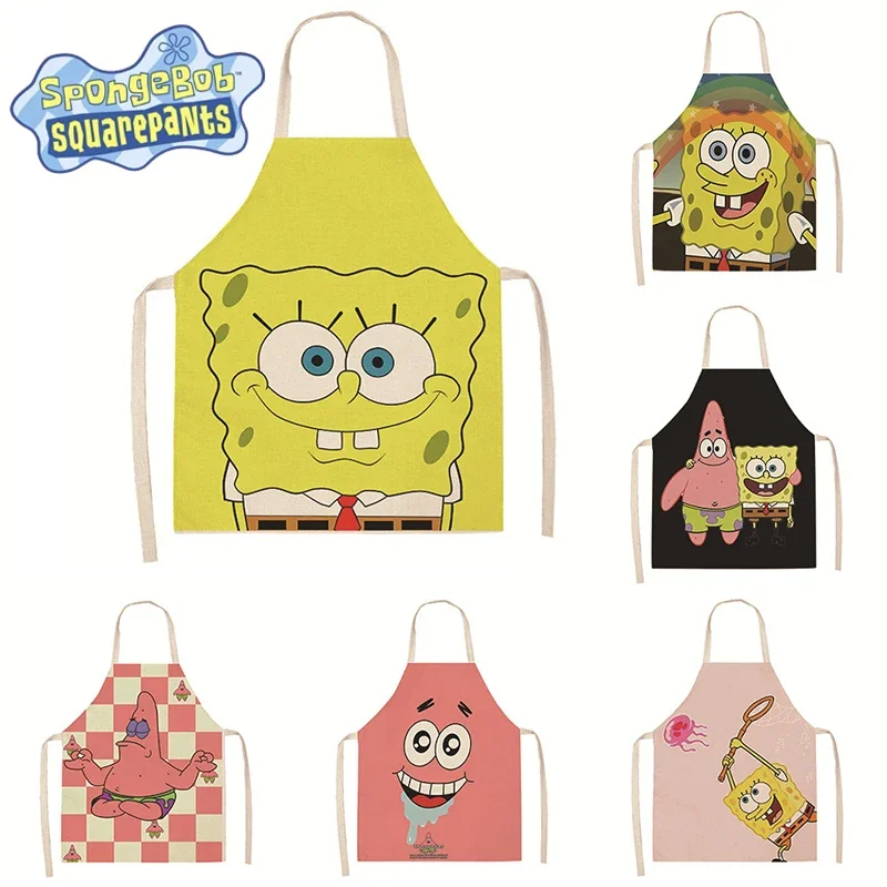 SpongeBob Patrick Star Apron Cartoon Anime Kitchen Accessories Oil-proof Housework Cleaning Linen Cooking Baking Cute Adult BIb