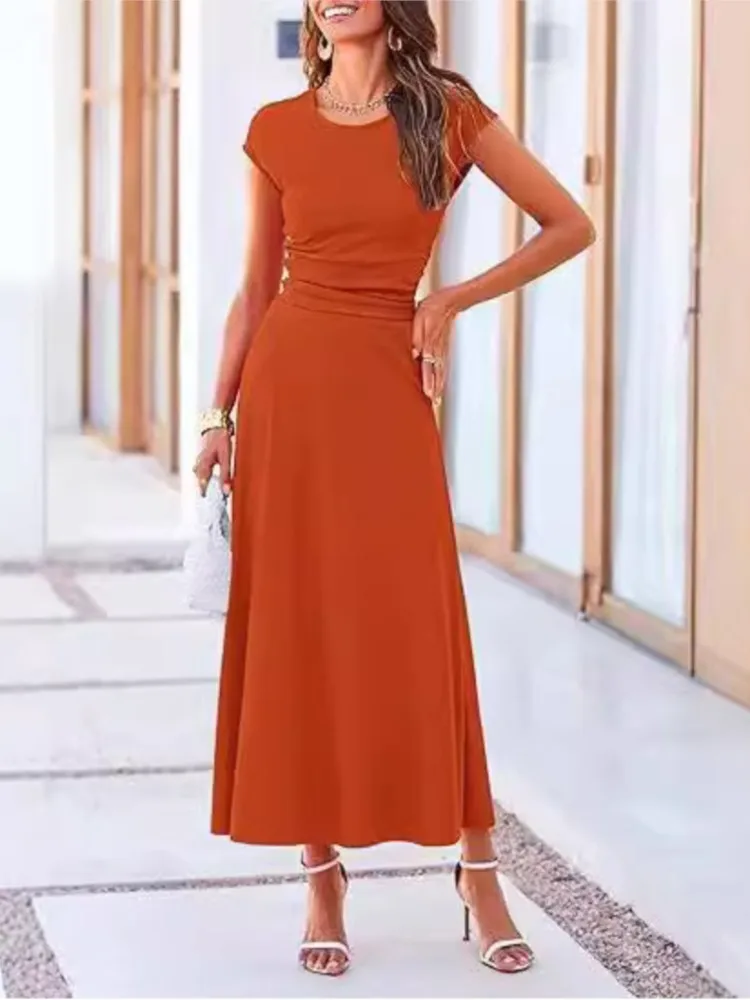 2-piece Sets Women Elegant Skirt Suit Casual Short Sleeve Top And Long Skirts Two Piece Set Lady Summer Fashion Knitted Outfit