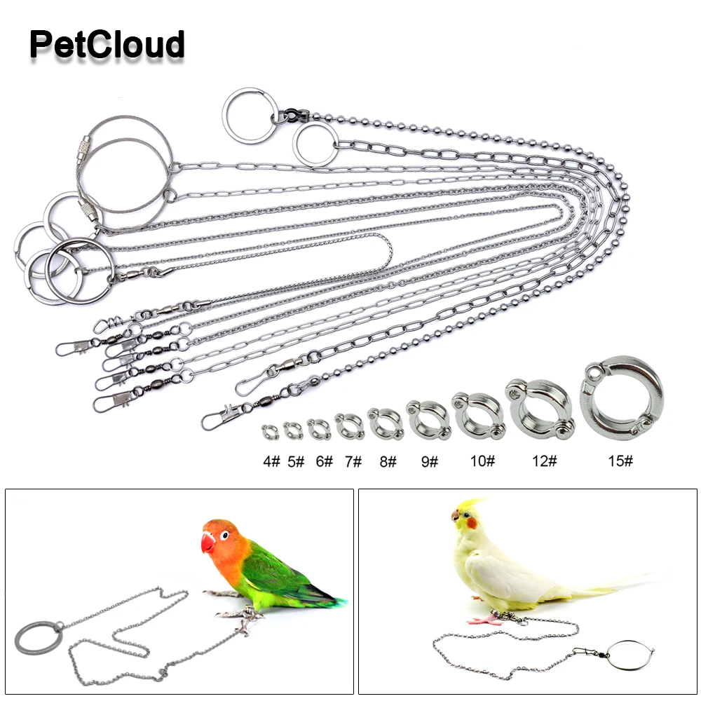 Stainless Steel Parrot Chain Bird Foot Ring Stand Chain Parrot Rope Bird Chain Anti Bite Wire Rope Outdoor Flying Training