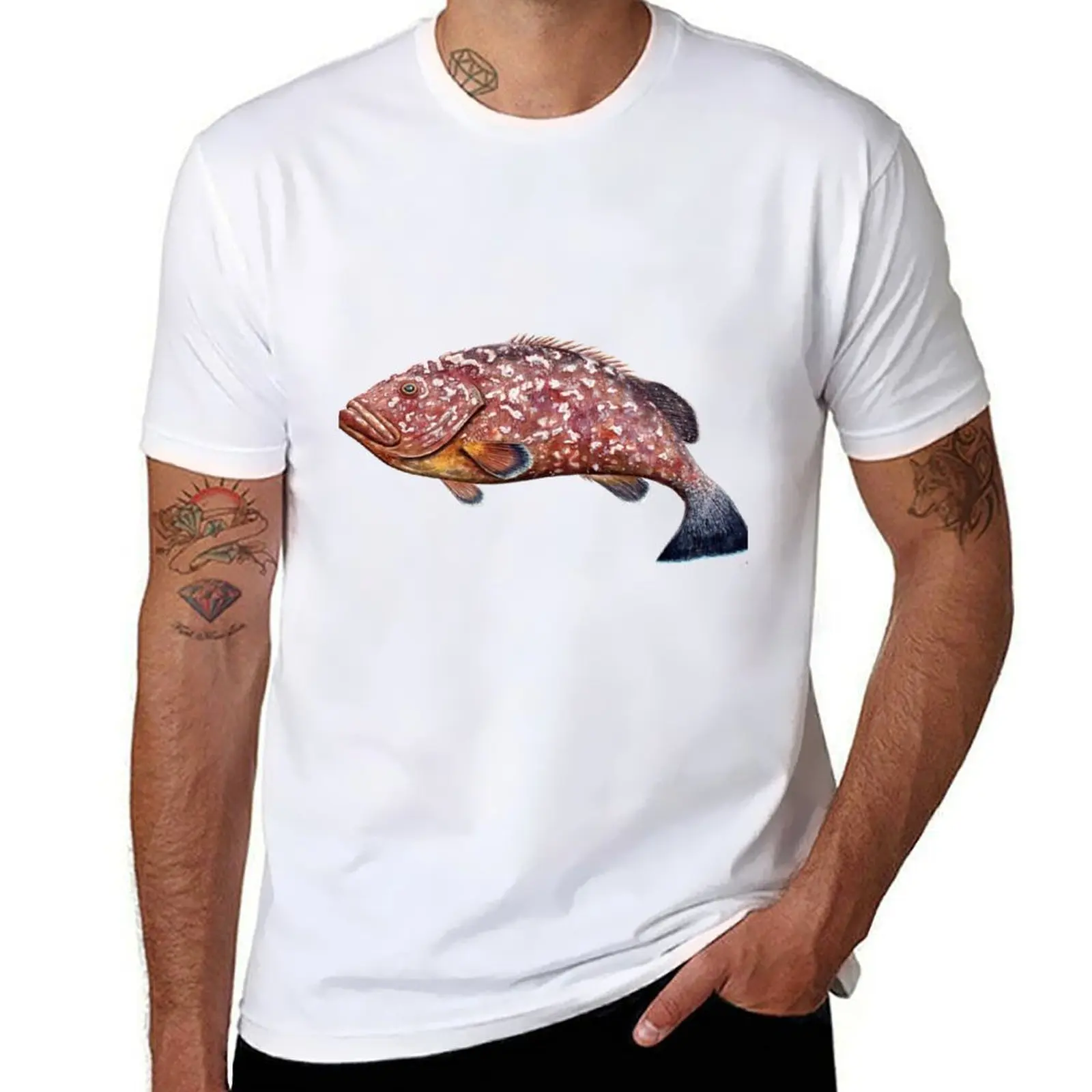 

Dusky grouper or merou T-Shirt t shirt men 100% cotton luxury brand t shirts with prints T-Shirt