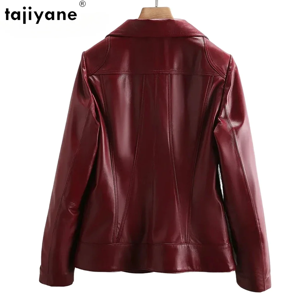 Tajiyane-Veste à col rabattu en cuir véritable pour femme, 100% peau de mouton véritable, vêtements de mode féminins, automne, nouveau, 23