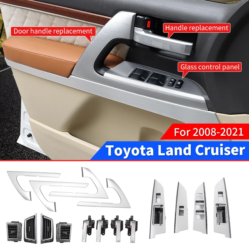 

Для Toyota Land Cruiser 200 lc200 2008-2021, обновление, аксессуары для внутреннего дизайна, усовершенствованная дверная ручка, кнопка, панель, оригинальные детали
